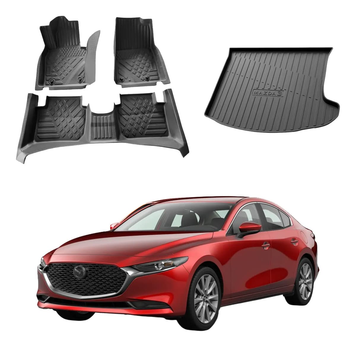 Rhino Tapetes De Uso Rudo Para Mazda 3 Negro