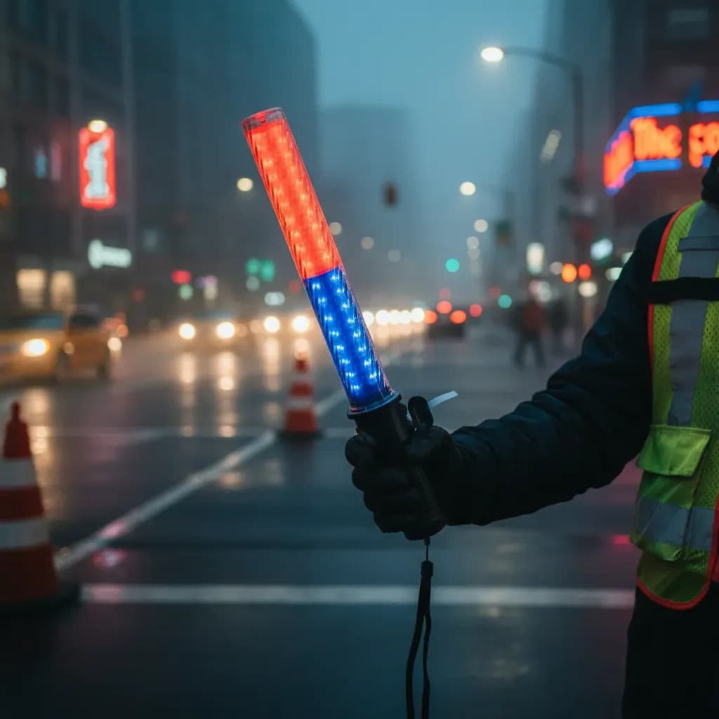 Linterna Led C/ Silbato Para Seguridad / Tránsito Recargable